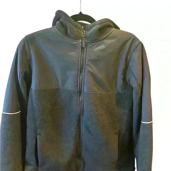 Lands' End Fleece Jacket  Zip Up Hooded Long Sleeves Pocket Black Womens Size XL - Picture 3 of 7